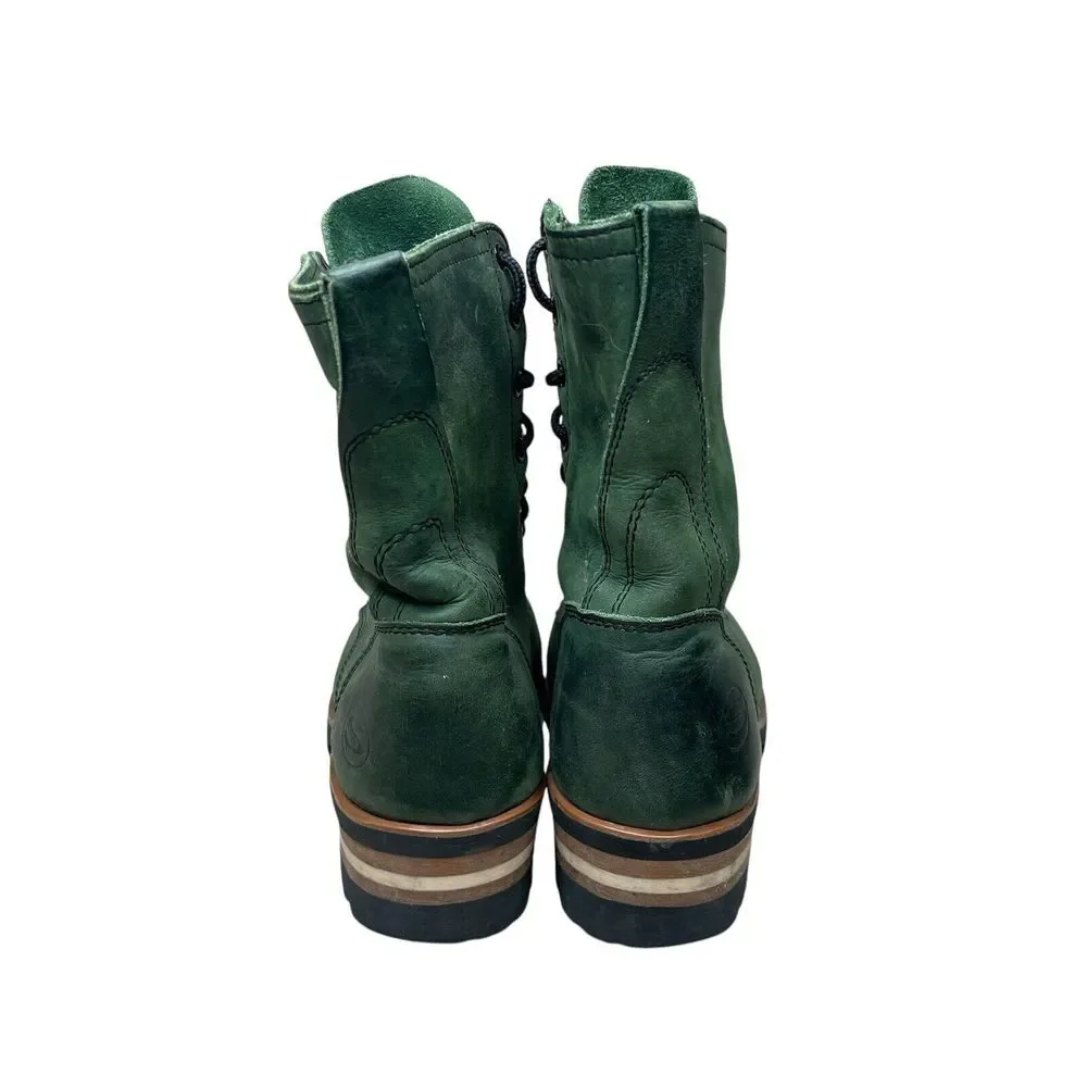 VTG Y2K Skechers Dark Green Suede Combat Boots Womens 8 Lace Up Grunge Rare Find - Picture 8 of 12